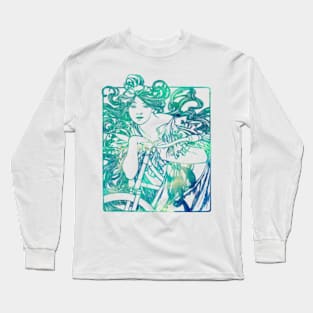 Big Hair And Bike in Water Long Sleeve T-Shirt